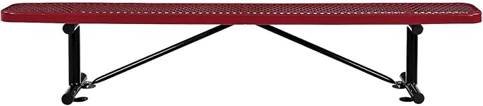 Global Industrial 8'L Heavy Duty Expanded Metal Mesh Flat Bench with Steel Frame, Portable Outdoor Bench, 1000 lbs Capacity, Red, 96" L x 14-1/2"W x 18" H