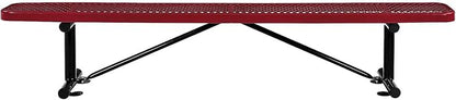 Global Industrial 8'L Heavy Duty Expanded Metal Mesh Flat Bench with Steel Frame, Portable Outdoor Bench, 1000 lbs Capacity, Red, 96" L x 14-1/2"W x 18" H