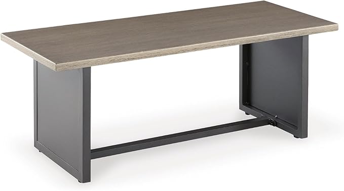 Signature Design by Ashley Bree Zee Contemporary Aluminum Outdoor End Table, Light Brown & Gray