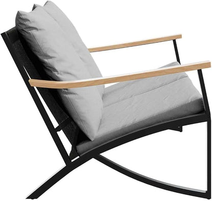 Modern Outdoor Garden Bench in Black Anthracite with Removable Cushions, Weather-Resistant Steel Frame for Patio Balcony Seating, Durable Powder-Coated Furniture for Two