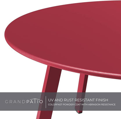 Grand patio Round Steel Patio Coffee Table, Weather Resistant Outdoor Large Side Table, (Red, 1PC)