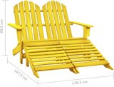 Yellow Solid Fir Wood Adirondack Chair 2-Seater, Weather-Resistant Outdoor Patio Lawn Chair with Detachable Ottomans - Photo 2