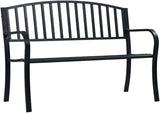 47.2" Outdoor Garden Bench Black Powder-Coated Steel Patio Seating for 2 Weather Resistant Front Porch or Balcony - Photo 1