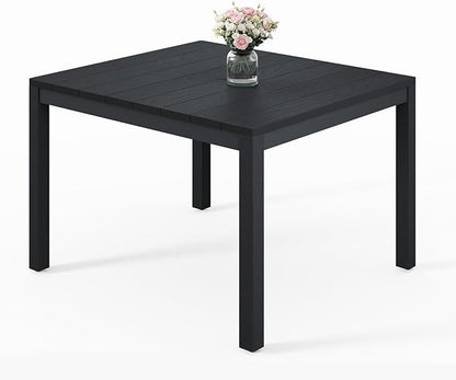 Stoog All-Weather Patio Dining Table for 4, Outdoor HIPS Dining Table with Aluminum Frame, Waterproof Patio Table, Never Rot or Fade, Black