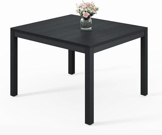 Stoog All-Weather Patio Dining Table for 4, Outdoor HIPS Dining Table with Aluminum Frame, Waterproof Patio Table, Never Rot or Fade, Black