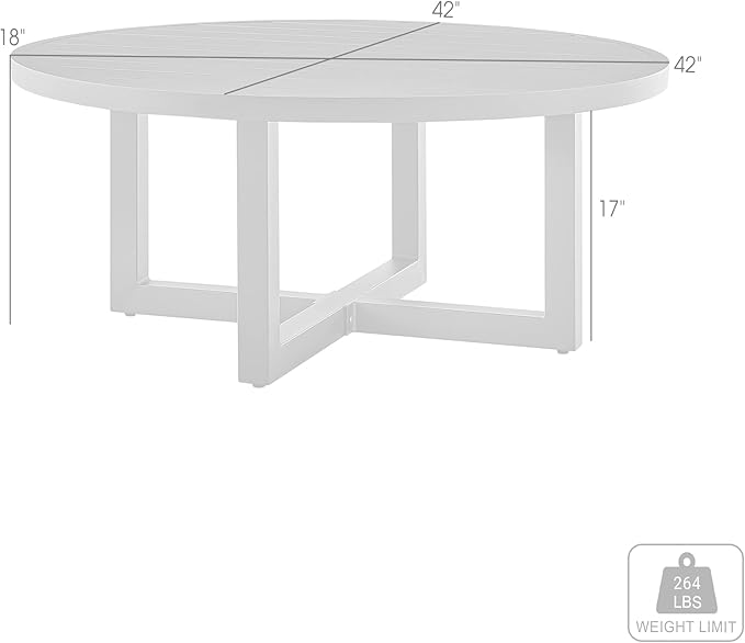 Argiope Outdoor Patio Round Coffee Table in Black Aluminum
