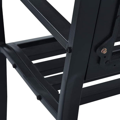 Patio Bench Black 47.2" Steel Outdoor Benches Garden Benches Patio Benches Bench with Backrest Metal Outdoor Furniture Metal Patio Furniture