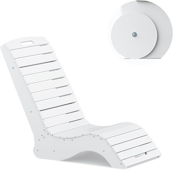 MELLCOM HDPE Pool Lounge Chair, in Pool Lounge Chair up to 10-Inches of Water, Chaise Lounge Chair with Wheels, S Shape Patio Lounge Chair for Pool, Deck, Garden, Beach, White