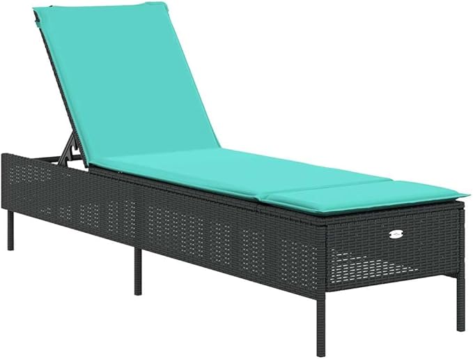 Patio Sun Lounger Set of 2 with Blue Cushions, Adjustable Backrest Outdoor Chaise Lounge Chairs for Garden, Poolside - Photo 3