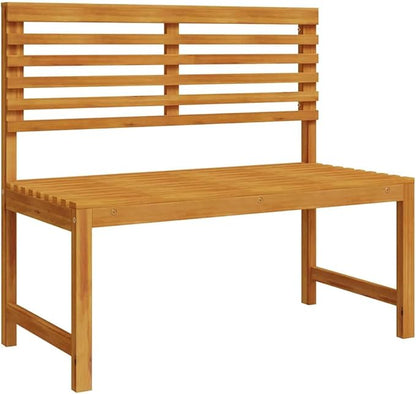 5-Piece Solid Acacia Wood Garden Bench Set in Brown, Rustic Outdoor Patio Furniture with Finished Back Design, Durable Rectangular Seating for Terrace and Backyard