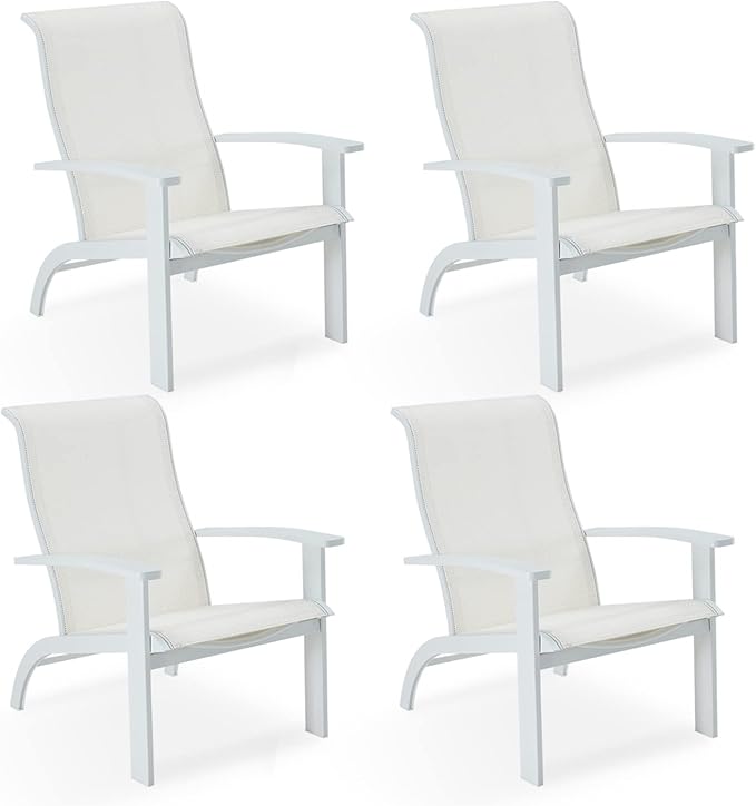 DIFY Patio Adirondack Chair Set of 4,Outdoor Adirondack Chair Weather Resistant for Backyard,Pool Deck and Beach,White