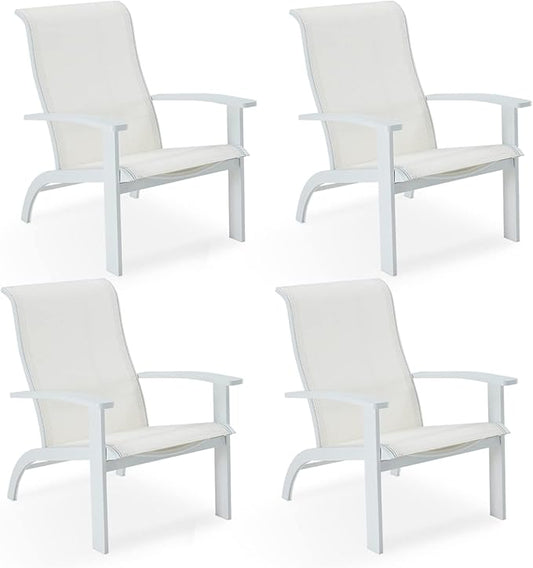 DIFY Patio Adirondack Chair Set of 4,Outdoor Adirondack Chair Weather Resistant for Backyard,Pool Deck and Beach,White