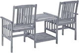 Grey Solid Acacia Wood Garden Chair with Tea Table, Medium Durable Outdoor Seating for Patio and Balcony - Photo 3