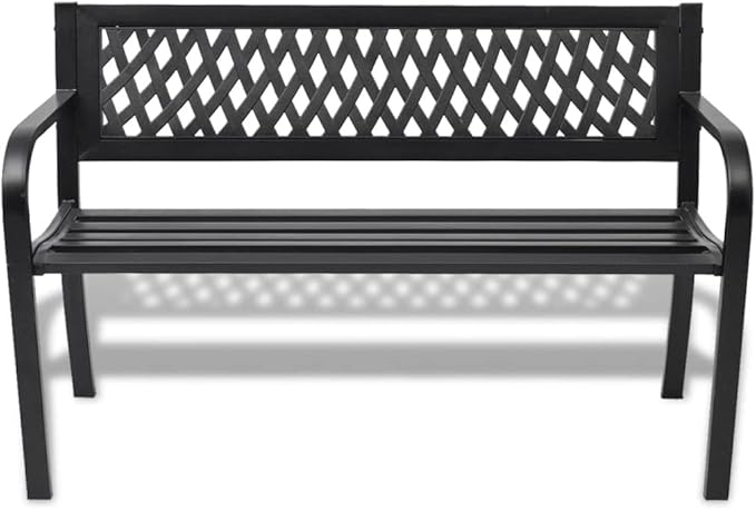 Patio Bench,Park Benches,Outdoor Bench,Porch Bench,for The Front Porch, Patio, Deck, Balcony,Backyard,Outdoor,Garden, Lawn,Yard,Park, Porch, Path, 46.5“ Steel Black