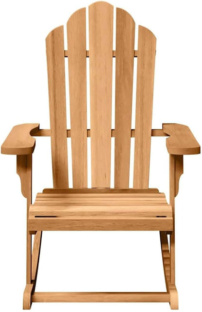 Adirondack Rocking Chair 2 pcs Brown 100 x 77 x 99 cm Solid Teak Wood Outdoor Furniture with Ergonomic Backrest and Carved Armrests for Patio Garden Relaxation