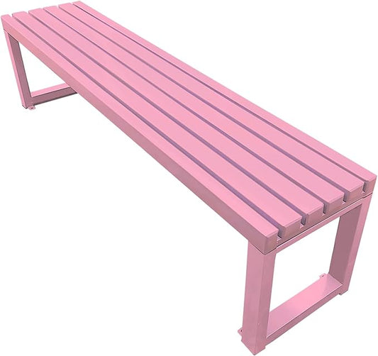 Garden Benches for Outdoors 2-Person Patio Bench Park Seat Metal Bench Backless Seat Weatherproof Chair for Backyard Front Porch Entryway, 3.3ft 3.9ft 4.9ft 5.9ft(Lightpink,5.9ft)