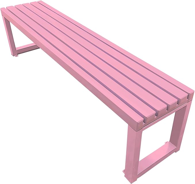 Garden Benches for Outdoors 2-Person Patio Bench Park Seat Metal Bench Backless Seat Weatherproof Chair for Backyard Front Porch Entryway, 3.3ft 3.9ft 4.9ft 5.9ft(Lightpink,3.93ft)