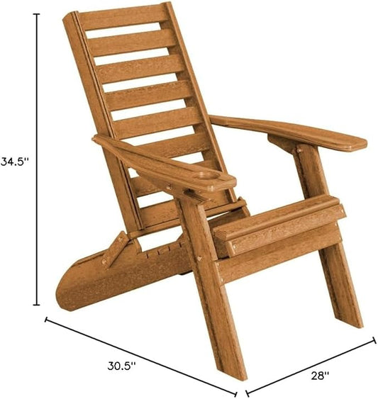 Furniture Barn USA Farmhouse Collection Poly Ladderback Folding Adirondack Chair, Natural Teak
