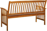 3-Seater Solid Acacia Wood Outdoor Garden Bench with Plush Cushion, Brown, Rustic Style for Patio Porch Backyard Terrace - Photo 6
