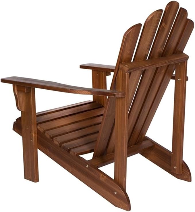 Pemberly Row Traditional Cedar Wood Patio Adirondack Chair, Brown Finish, 36" H x 35" W x 26.25" D, Contoured Seat, Ergonomic High Back, Wide Arms, Outdoor Porch or Garden Seating