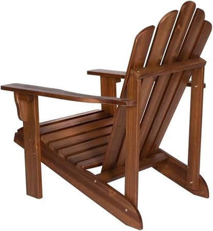 Pemberly Row Traditional Cedar Wood Patio Adirondack Chair, Brown Finish, 36" H x 35" W x 26.25" D, Contoured Seat, Ergonomic High Back, Wide Arms, Outdoor Porch or Garden Seating