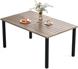 HERA'S HOUSE Outdoor Dining Table for 6, Rectangular Metal Patio Table with Umbrella Hole - Photo 1