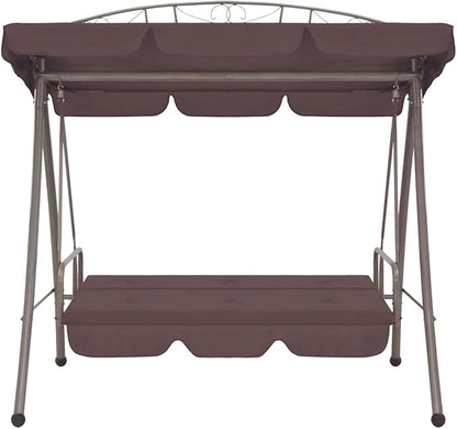Outdoor Furniture,Accommodating 2 People,with Armrests,Outdoor Swing Bench,Sturdy Metal Frame,for Poolside,Yard,Garden,Deck,Convertible Swing Bench with Canopy Coffee