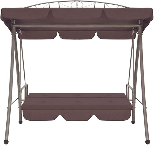 Outdoor Furniture,Accommodating 2 People,with Armrests,Outdoor Swing Bench,Sturdy Metal Frame,for Poolside,Yard,Garden,Deck,Convertible Swing Bench with Canopy Coffee