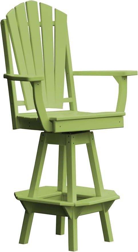 Poly Lumber Adirondack Swivel Bar Chair with Arms, Tropical Lime