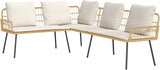 Modern Garden Sofa with Cushion Brown 61.5 x 123 x 82cm Metal Frame, L-Shaped Outdoor Patio Furniture - Photo 1