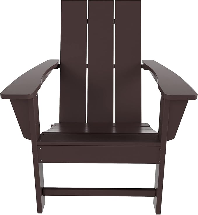 WO Home Furniture HDPE Adirondack Chair Folding Poly Lumber All Weather UV/Fade Resistant Heavy Duty for Patio, Backyard, Balcony, Garden, Lawn (Dark Brown)…