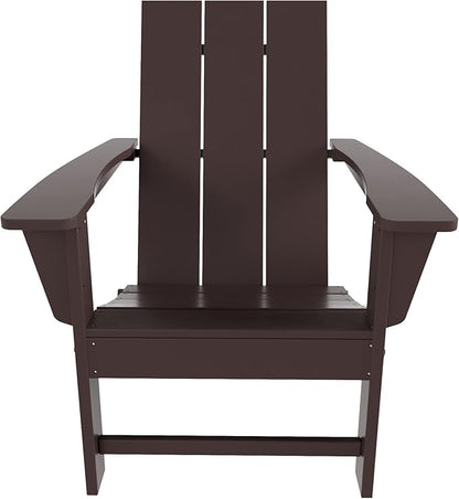 WO Home Furniture HDPE Adirondack Chair Folding Poly Lumber All Weather UV/Fade Resistant Heavy Duty for Patio, Backyard, Balcony, Garden, Lawn (Dark Brown)…