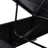 Black Cream PE Rattan Chaise Lounge Foldable 23.6x76.8x43.3 in Adjustable Backrest Weatherproof Outdoor Poolside Garden - Photo 8