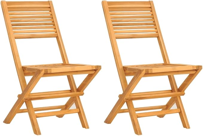 Folding Patio Chairs 2 pcs 18.5"x24.4"x35.4" Solid Wood Teak Outdoor Chairs Furniture Balcony Furniture Suitable for Gardens, Pools, patios.