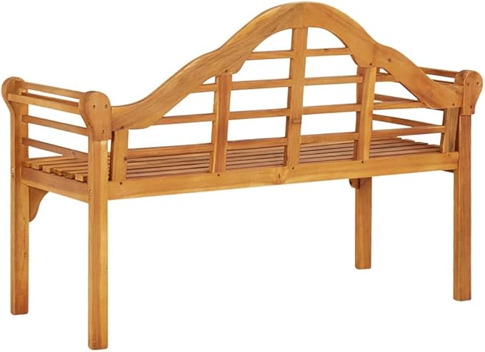 Brown Solid Acacia Wood Garden Bench Medium Ergonomic Design for Patio Indoor Outdoor Seating with Spacious Comfortable Durable Construction