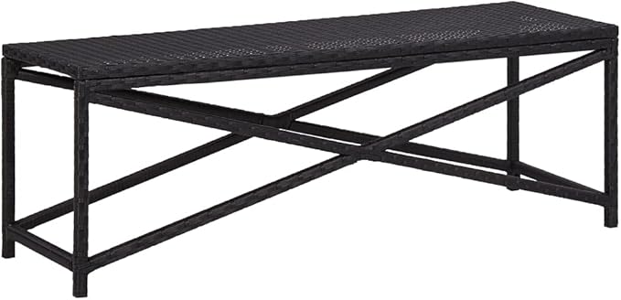 Industrial Style ,Patio Bench,Outdoor Bench,Garden Bench,Park Bench,Front Porch Chair, suitable for parks,Patio,Garden,Front Porch ,Lawn,Balcony,Backyard,Poolside,Terrace,47.2" Poly Rattan Black