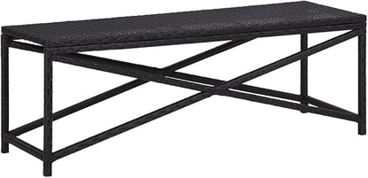 Industrial Style ,Patio Bench,Outdoor Bench,Garden Bench,Park Bench,Front Porch Chair, suitable for parks,Patio,Garden,Front Porch ,Lawn,Balcony,Backyard,Poolside,Terrace,47.2" Poly Rattan Black