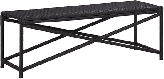 Industrial Style ,Patio Bench,Outdoor Bench,Garden Bench,Park Bench,Front Porch Chair, suitable for parks,Patio,Garden,Front Porch ,Lawn,Balcony,Backyard,Poolside,Terrace,47.2" Poly Rattan Black
