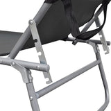 Gray Folding Sunlounger, 74.2" Aluminum Chaise w/Adjustable Backrest, UV Resilient Poolside Recliner - Photo 6