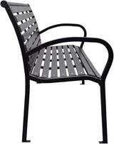 Black WPC and Steel Garden Bench 116 cm Wide, Durable Outdoor Seating for Patio and Balcony - Photo 4
