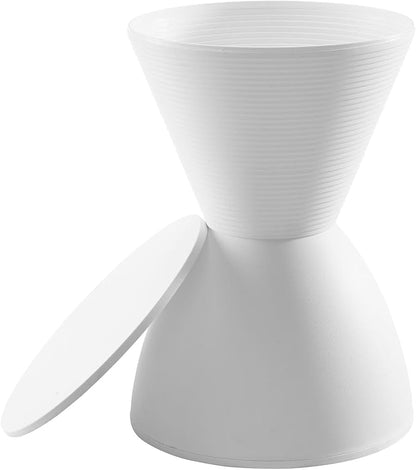 Hawthorne Collections 17" Plastic Storage Stool, White Finish, 12"W x 12"D x 17"H, Durable Polypropylene, Indoor/Outdoor Use, Contemporary Side Table or Extra Seating with Hidden Storage Compartment