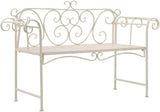 Garden Bench Antique White Metal 52 in Width Decorative Inlays, Sturdy Metal Garden Bench with Vintage Scroll Design - Photo 1