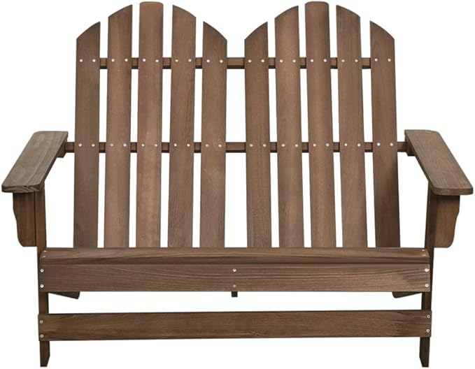 Solid Fir Wood 2-Seater Adirondack Chair with Ergonomic Slanted Back and Wide Arms for Patio and Garden Comfort, Weather-Resistant Outdoor Seating with Easy Assembly