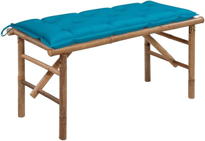 Folding Bench,Patio Bench,Yard Bench,Porch Bench,Park Benches, with Cushion, for The Front Porch, Deck,Balcony,Backyard,Outdoor,Garden, Lawn,Path, 46.5" Bamboo