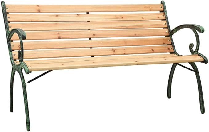 Garden Bench Natural Wood Solid firwood 48.4 in Wide Durable Backyard Furniture Patio Furniture Outdoor Seating Porch Bench for Deck Outdoor Yard Courtyard