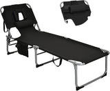 Goplus Tanning Chair, Folding Beach Lounge Chair with Face &Arm Hole, 5-Position Adjustable, Removable Pillow - Photo 1