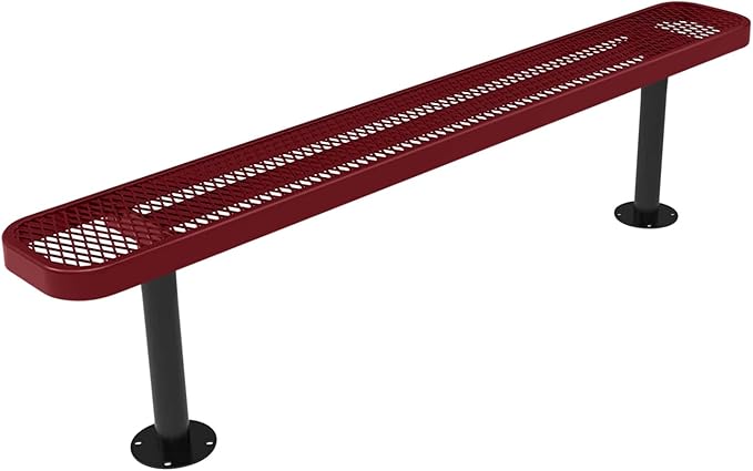 COATEDOUTDOORFURNITURE Coated Outdoor Furniture Heavy-Duty Outdoor Bench Thermoplastic Coated, Expanded Metal, Commercial-Grade Seating, Made in America (Surface Without Back, 6 Ft, Burgundy)