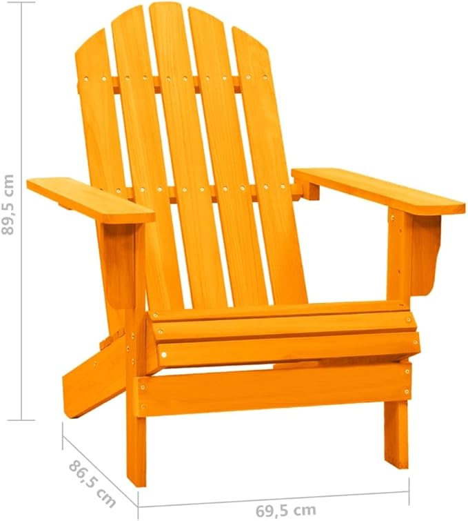 Adirondack Chair Solid Fir Wood Orange Outdoor Patio Furniture Lounge Chair for Garden Backyard and Patio Relaxation - Photo 2