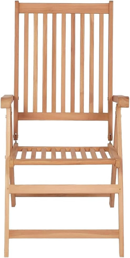 Folding Teak Chairs Set of 4, 28.1x22.4x42.9 in Outdoor Patio Reclining Lounge for Garden Dining, Weather-Ready Reclinable Sun Lounger for Deck Balcony Backyard