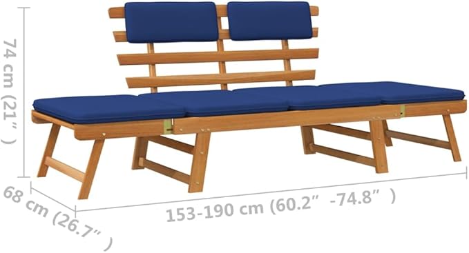 Patio Bench with Cushions, Bench with Backrest, Garden Bench, Park Bench for Patio, Garden, Yard, Lawn - Photo 2